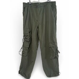 C&C California Pants Women's XL Parachute Cargo Capri Ankle Olive Green